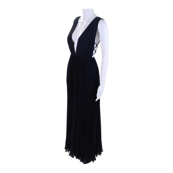 NWT FAME AND PARTNERS Navy Blue Allegra Cutout V Neck Grecian Maxi Dress Size 2 - Picture 12 of 14